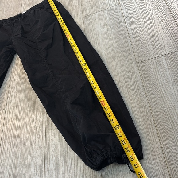 Zara Black Elastic Waist Wide Leg Pull On Windbreaker Parachute Jogger Pants L - Picture 11 of 12
